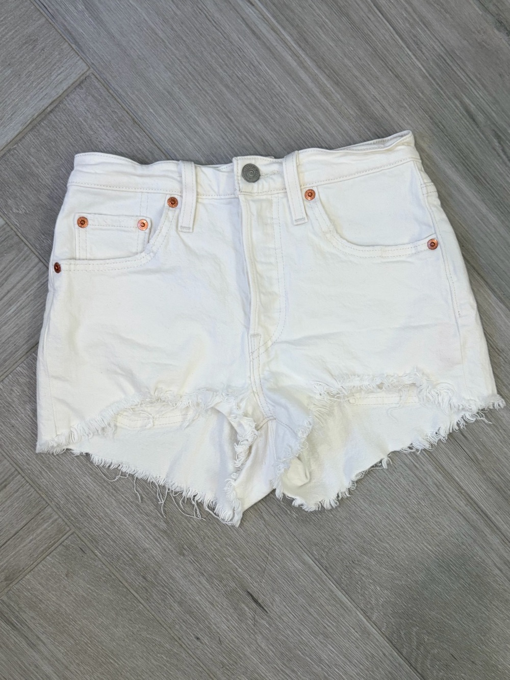 Lebvi's White Distressed Women's Denim Cutoff Shorts Size 24